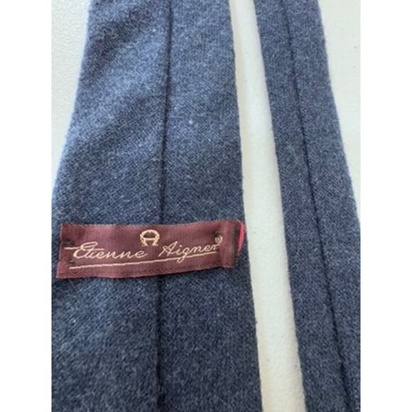 "ETIENNE AIGNER" Vintage Wool Blue Mens Tie 57" Made in USA Old Money Preppy - Picture 3 of 7